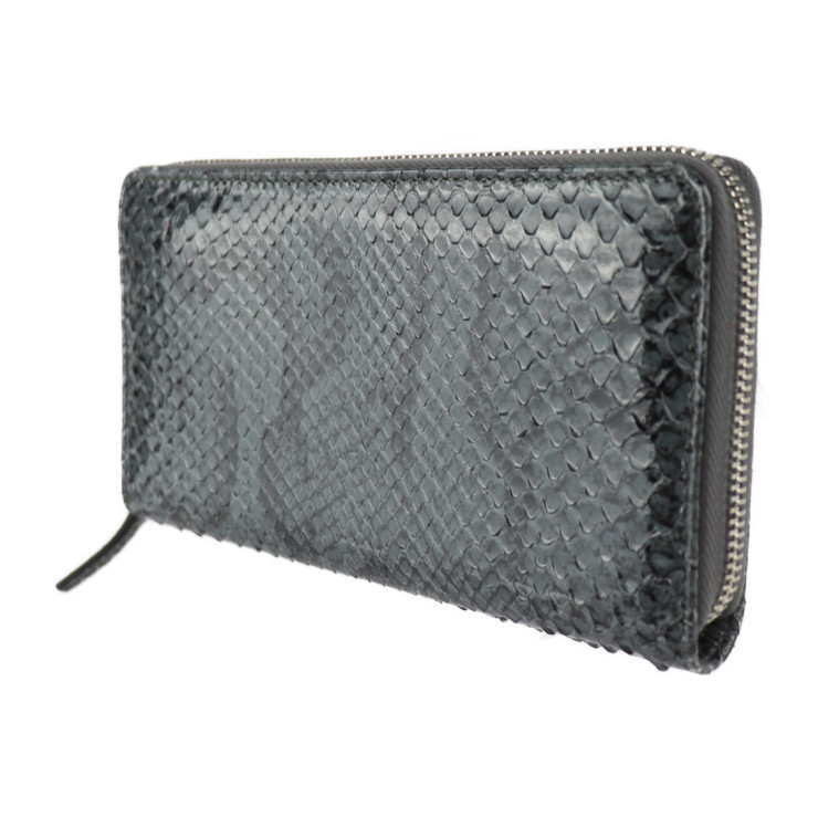Gucci Long Python Around Gray Zip Wallet
